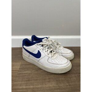 Nike Air Force 1 Low White Blue Swoosh Casual Sneakers Size‎ 6Y (W 7.5)